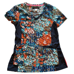 Koi Lite Scrub Top XXS Women’s Vibrant Floral Colorful 4 Pockets